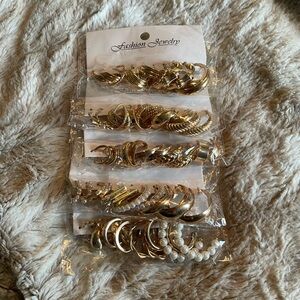 Gold Fashion Jewelry Hoop Earrings Set of 30 Pairs